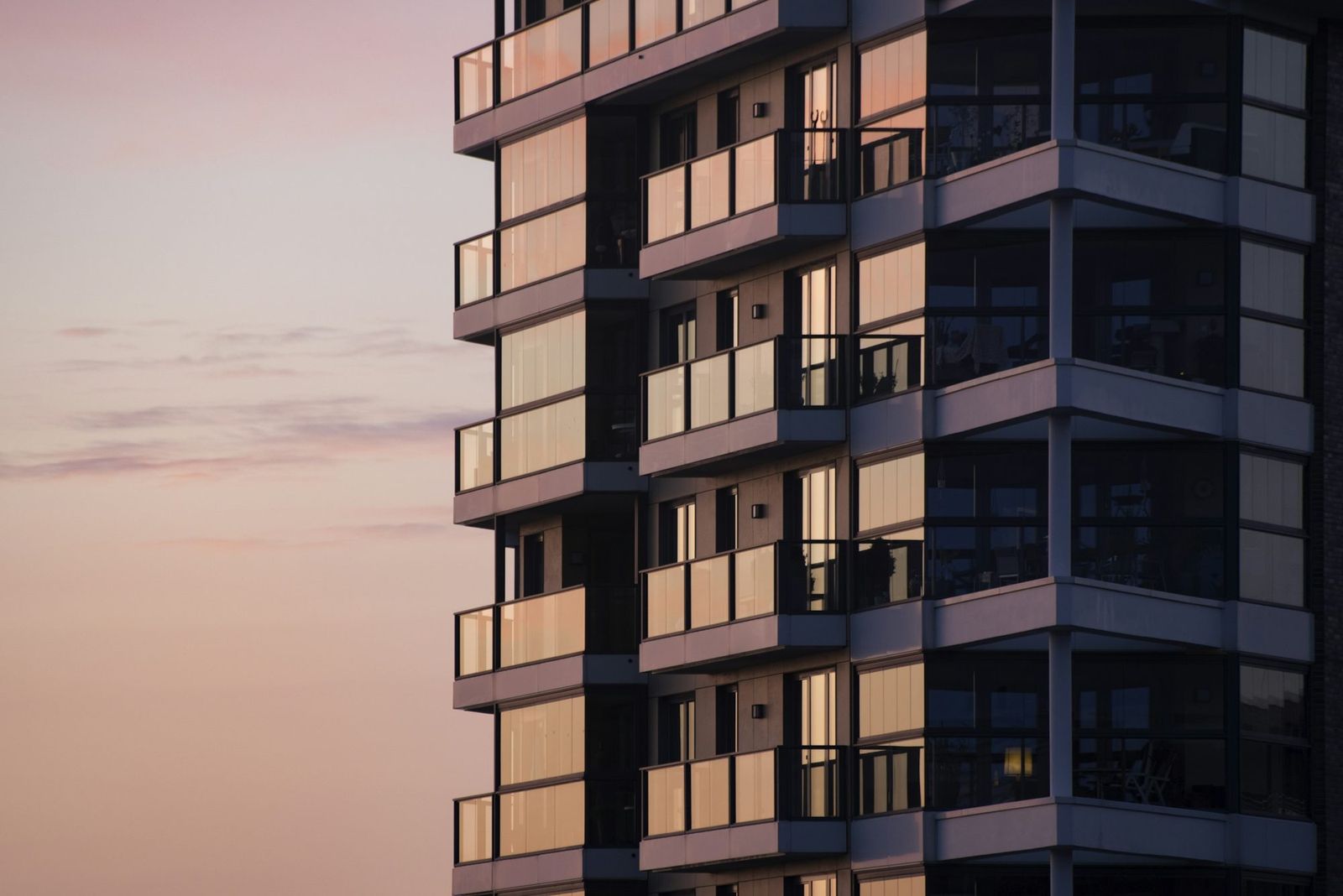 Apartment building at dusk
